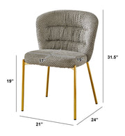 SC254 Parisian Chic Fabric Accent Dining Chair, Tailored Horizontal Channeled Back with Radiant Gold Legs