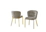 SC254 Parisian Chic Fabric Accent Dining Chair, Tailored Horizontal Channeled Back with Radiant Gold Legs