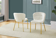 SC254 Parisian Chic Fabric Accent Dining Chair, Tailored Horizontal Channeled Back with Radiant Gold Legs