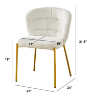 SC254 Parisian Chic Fabric Accent Dining Chair, Tailored Horizontal Channeled Back with Radiant Gold Legs