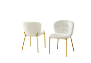 SC254 Parisian Chic Fabric Accent Dining Chair, Tailored Horizontal Channeled Back with Radiant Gold Legs