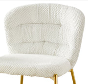 SC254 Parisian Chic Fabric Accent Dining Chair, Tailored Horizontal Channeled Back with Radiant Gold Legs