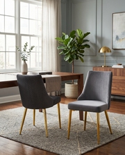 SC260 Elegant Velvet Armless Accent Dining Chair with Pleated Back & Tapered Gold Legs | 24.5