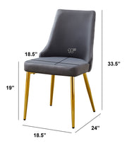 SC260 Elegant Velvet Armless Accent Dining Chair with Pleated Back & Tapered Gold Legs | 24.5