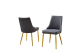 SC260 Elegant Velvet Armless Accent Dining Chair with Pleated Back & Tapered Gold Legs | 24.5
