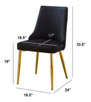 SC260 Elegant Velvet Armless Accent Dining Chair with Pleated Back & Tapered Gold Legs | 24.5