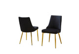 SC260 Elegant Velvet Armless Accent Dining Chair with Pleated Back & Tapered Gold Legs | 24.5