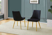 SC260 Elegant Velvet Armless Accent Dining Chair with Pleated Back & Tapered Gold Legs | 24.5