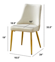 SC260 Elegant Velvet Armless Accent Dining Chair with Pleated Back & Tapered Gold Legs | 24.5