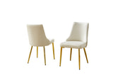 SC260 Elegant Velvet Armless Accent Dining Chair with Pleated Back & Tapered Gold Legs | 24.5