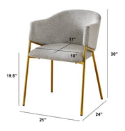 SC263 Modern Linen Barrel Accent Dining Chair with Tapered Gold Legs