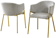SC263 Modern Linen Barrel Accent Dining Chair with Tapered Gold Legs