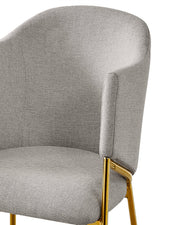 SC263 Modern Linen Barrel Accent Dining Chair with Tapered Gold Legs