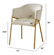 SC263 Modern Linen Barrel Accent Dining Chair with Tapered Gold Legs