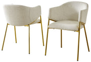 SC263 Modern Linen Barrel Accent Dining Chair with Tapered Gold Legs
