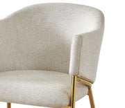 SC263 Modern Linen Barrel Accent Dining Chair with Tapered Gold Legs