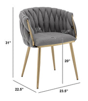SC265 Modern Woven Teddy Fabric Accent Dining Chair with Slender Gold Legs
