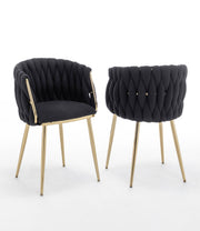 SC265 Modern Woven Teddy Fabric Accent Dining Chair with Slender Gold Legs