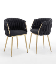SC265 Modern Woven Teddy Fabric Accent Dining Chair with Slender Gold Legs