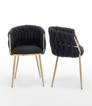 SC265 Modern Woven Teddy Fabric Accent Dining Chair with Slender Gold Legs