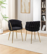 SC265 Modern Woven Teddy Fabric Accent Dining Chair with Slender Gold Legs