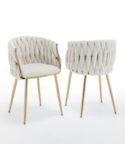 SC265 Modern Woven Teddy Fabric Accent Dining Chair with Slender Gold Legs