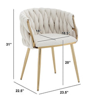 SC265 Modern Woven Teddy Fabric Accent Dining Chair with Slender Gold Legs