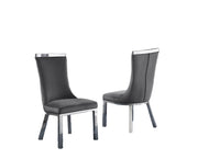 SC271 Modern High Back Velvet Dining Chair with Chrome Top Handle & Angled Stainless Steel Legs