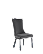 SC271 Modern High Back Velvet Dining Chair with Chrome Top Handle & Angled Stainless Steel Legs
