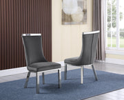 SC271 Modern High Back Velvet Dining Chair with Chrome Top Handle & Angled Stainless Steel Legs