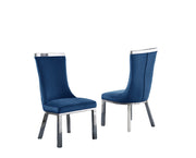 SC271 Modern High Back Velvet Dining Chair with Chrome Top Handle & Angled Stainless Steel Legs