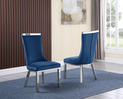 SC271 Modern High Back Velvet Dining Chair with Chrome Top Handle & Angled Stainless Steel Legs