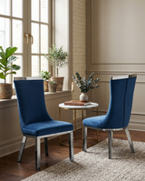 SC271 Modern High Back Velvet Dining Chair with Chrome Top Handle & Angled Stainless Steel Legs