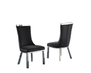 SC271 Modern High Back Velvet Dining Chair with Chrome Top Handle & Angled Stainless Steel Legs