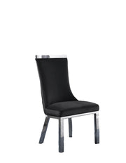 SC271 Modern High Back Velvet Dining Chair with Chrome Top Handle & Angled Stainless Steel Legs