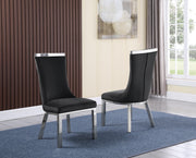 SC271 Modern High Back Velvet Dining Chair with Chrome Top Handle & Angled Stainless Steel Legs