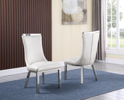 SC271 Modern High Back Velvet Dining Chair with Chrome Top Handle & Angled Stainless Steel Legs