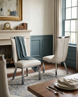 SC271 Modern High Back Velvet Dining Chair with Chrome Top Handle & Angled Stainless Steel Legs