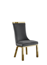 SC274 Modern High Back Velvet Dining Chair with Gold Top Handle & Angled Gold Stainless Steel Legs