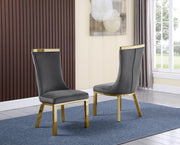 SC274 Modern High Back Velvet Dining Chair with Gold Top Handle & Angled Gold Stainless Steel Legs