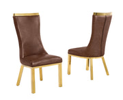SC274L Modern High Back Leathaire Dining Chair with Gold Top Handle & Angled Gold Stainless Steel Legs