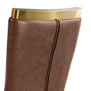 SC274L Modern High Back Leathaire Dining Chair with Gold Top Handle & Angled Gold Stainless Steel Legs