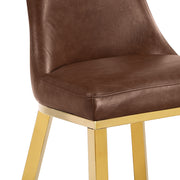 SC274L Modern High Back Leathaire Dining Chair with Gold Top Handle & Angled Gold Stainless Steel Legs