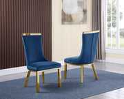 SC274 Modern High Back Velvet Dining Chair with Gold Top Handle & Angled Gold Stainless Steel Legs