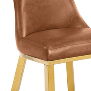 SC274L Modern High Back Leathaire Dining Chair with Gold Top Handle & Angled Gold Stainless Steel Legs