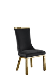 SC274 Modern High Back Velvet Dining Chair with Gold Top Handle & Angled Gold Stainless Steel Legs