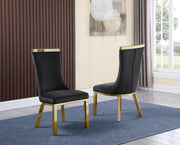 SC274 Modern High Back Velvet Dining Chair with Gold Top Handle & Angled Gold Stainless Steel Legs
