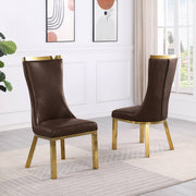 SC274L Modern High Back Leathaire Dining Chair with Gold Top Handle & Angled Gold Stainless Steel Legs