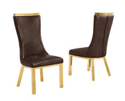SC274L Modern High Back Leathaire Dining Chair with Gold Top Handle & Angled Gold Stainless Steel Legs