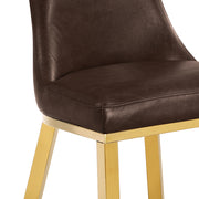 SC274L Modern High Back Leathaire Dining Chair with Gold Top Handle & Angled Gold Stainless Steel Legs